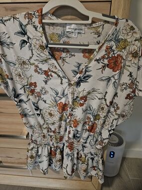 Modern Attraction Cream Floral Button-Front Midi Dress